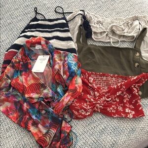 Rue21 Red Crop Blouse with Tie Front